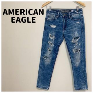 アメリカンイーグル(American Eagle)の【大活躍デニム】AMERICAN EAGLE ダメージデニム　インディゴブルー(デニム/ジーンズ)