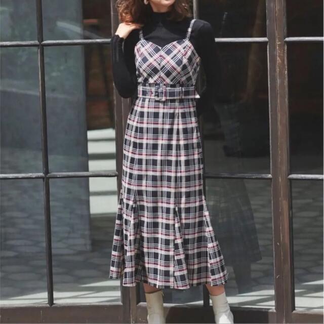 And Couture アンドクチュール チェックマーメイドキャミワンピース