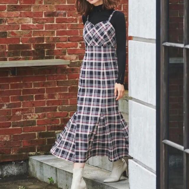 And Couture アンドクチュール チェックマーメイドキャミワンピース