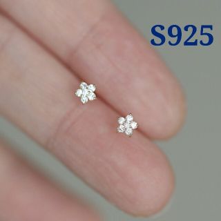 ピアス レディース ゴールド 小ぶり 14K S925 スター 星 花 シンプル(ピアス)