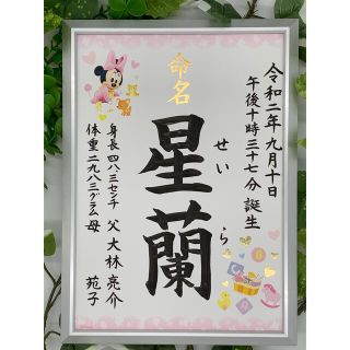 フレーム付き手書き命名書A4判　オーダー⑥(命名紙)