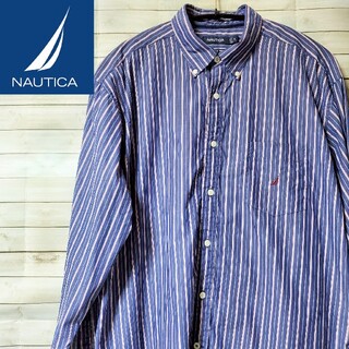 ノーティカ(NAUTICA)のNAUTICA ノーティカ ストライプシャツ オーバーサイズ ネイビー XL(シャツ)