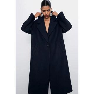 ザラ(ZARA)のZARA 美品　チェスターコート ロングコート　ネイビー(チェスターコート)