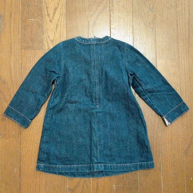 musmush子供用デニムワンピースサイズ９０ キッズ/ベビー/マタニティのキッズ服女の子用(90cm~)(ワンピース)の商品写真