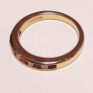 ティファニー ハーフサークルチャネル ルビー ダイヤモンド エタニティリングYG