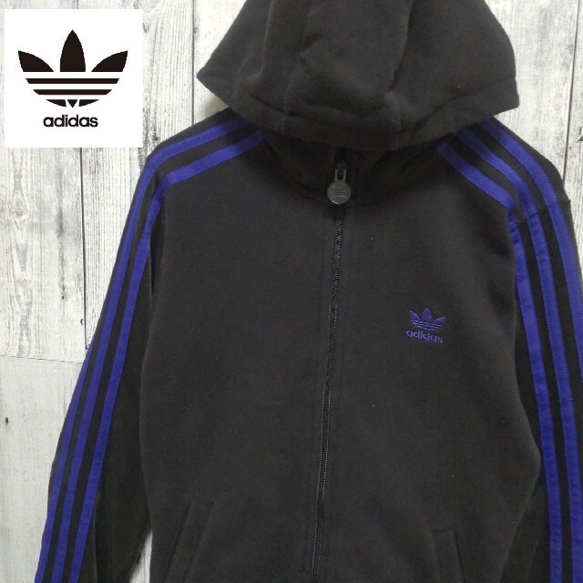 adidas - アディダス スリーライン トレフォイルロゴ刺繍 トラックジャケット フード付きの通販 by Sho's shop|アディダスならラクマ adidas - アディダス スリーライン トレフォイルロゴ刺繍 トラックジャケット フード付きの通販 by Sho's shop|アディダスならラクマ