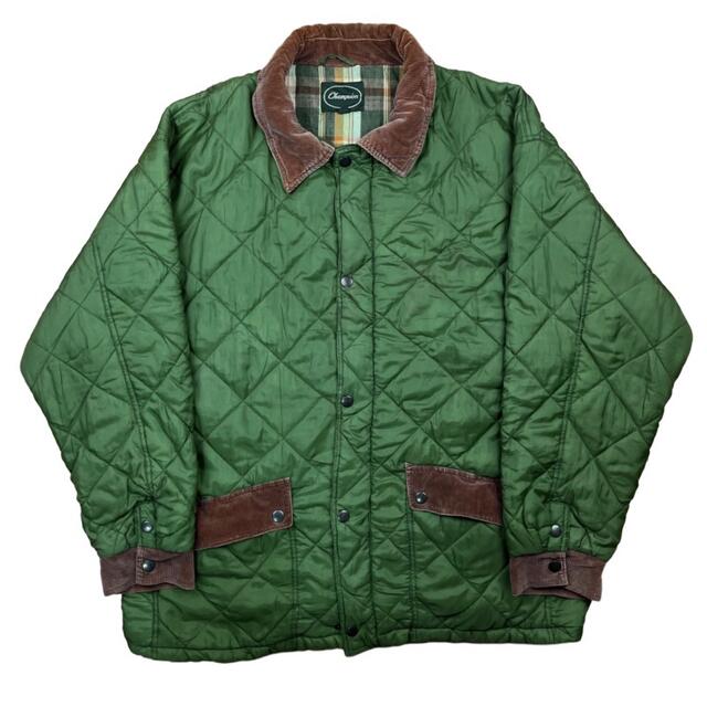 Barbour(バーブァー)のキルティングジャケット 襟コーデュロイ カーキ 90s ビッグシルエット メンズのジャケット/アウター(ナイロンジャケット)の商品写真