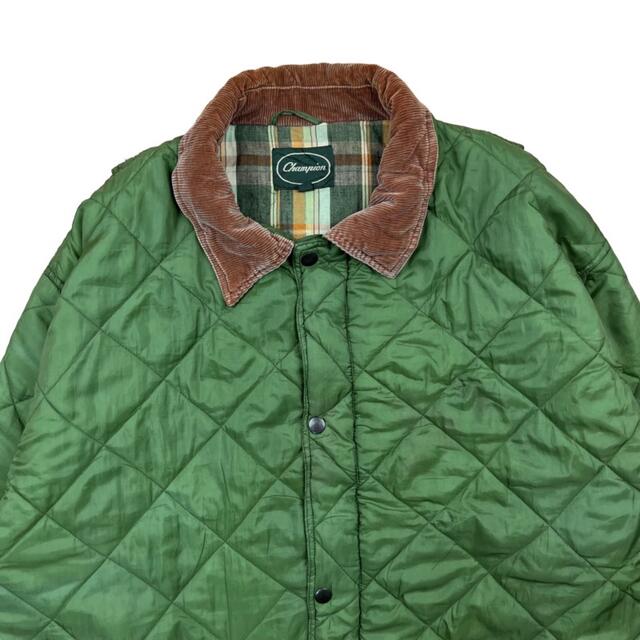 Barbour(バーブァー)のキルティングジャケット 襟コーデュロイ カーキ 90s ビッグシルエット メンズのジャケット/アウター(ナイロンジャケット)の商品写真