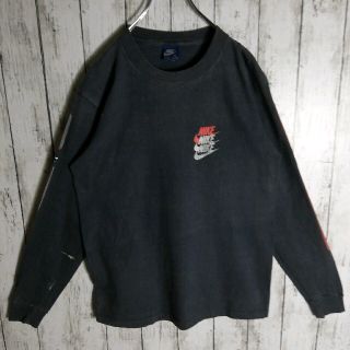 80s 紺タグ ナイキ NIKE ロン t 3連ロゴ ワンポイント スゥッシュ