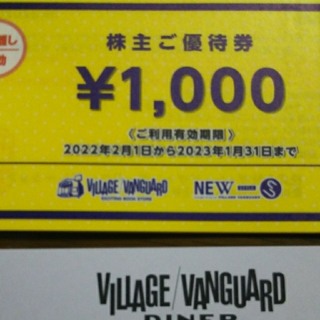 ヴィレッジヴァンガード株主優待券 1万円分 チケットの優待券/割引券(ショッピング)の商品写真