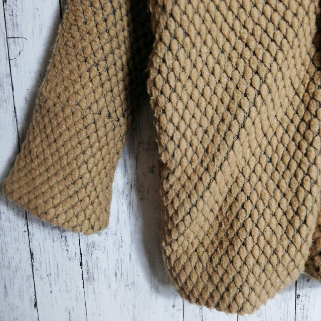 ニットジャケット ポップコーンニット ポンポン 立体編み モヘア ウール コート