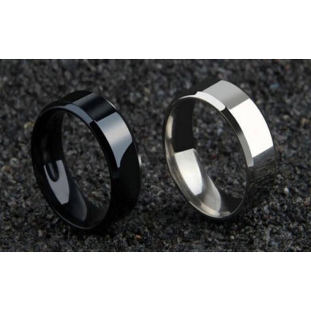 New角リングメンズ ステンレスリング ステンレス指輪 ピンキーリング ブラック レディースのアクセサリー(リング(指輪))の商品写真