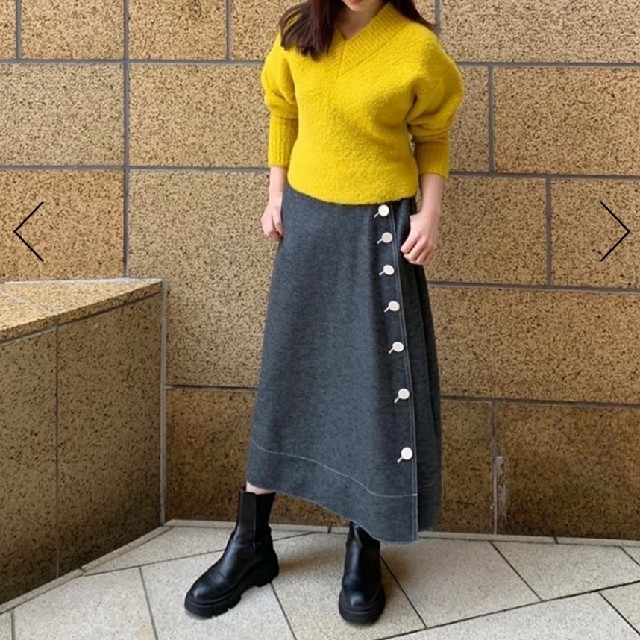 【LE CIEL BLEU】Wool Melton Jersey Skirt