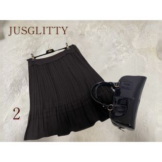 ジャスグリッティー(JUSGLITTY)のJUSGLITTY ジャスグリッティ　プリーツスカート ブラウン　2号(ひざ丈スカート)