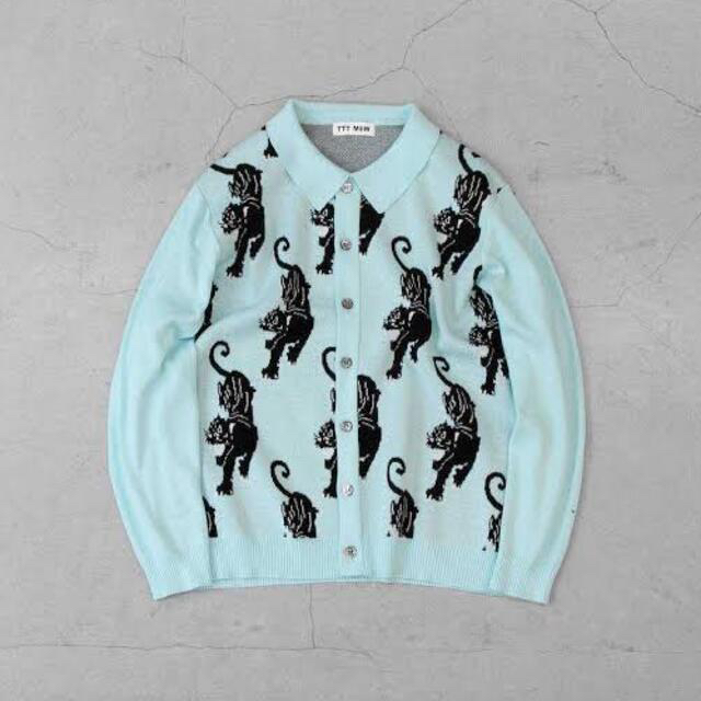 39s80TTT_MSW Panther knit cardigan blue