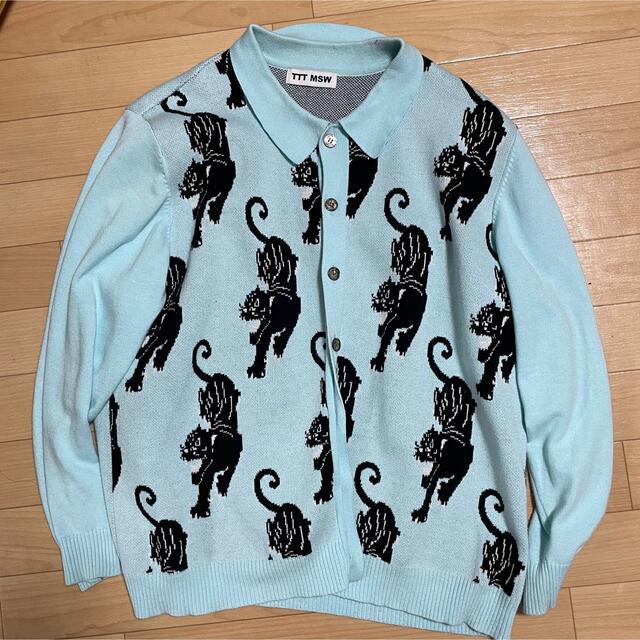TTT_MSW Panther knit cardigan blue 【信頼】 www.gold-and-wood.com