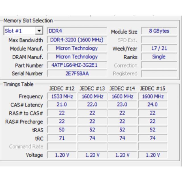 DDR4 - 3200mhz 8GB / micron technology 1