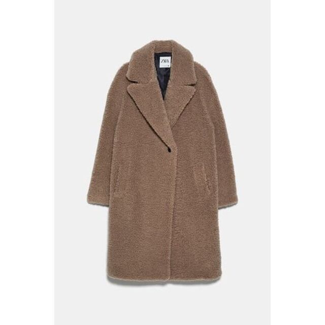 ZARA(ザラ)のZARA　ボア生地コート　ブラウン レディースのジャケット/アウター(ロングコート)の商品写真