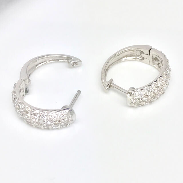 天然ダイヤモンド　1.00ct 中折れ式パヴェフープピアス　PT950