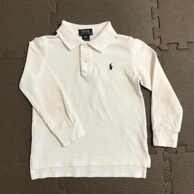 POLO RALPH LAUREN(ポロラルフローレン)の4T ラルフローレン 長袖 ポロシャツ 白 110cm キッズ/ベビー/マタニティのキッズ服男の子用(90cm~)(Tシャツ/カットソー)の商品写真