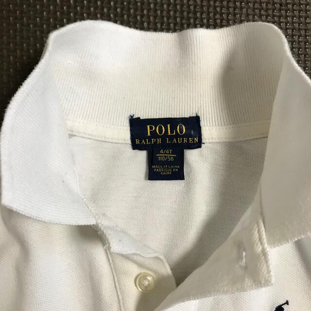 POLO RALPH LAUREN(ポロラルフローレン)の4T ラルフローレン 長袖 ポロシャツ 白 110cm キッズ/ベビー/マタニティのキッズ服男の子用(90cm~)(Tシャツ/カットソー)の商品写真