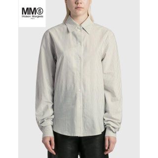 エムエムシックス(MM6)のMM6 MAISON MARGIELA オープンヨーク ピンストライプ シャツ(シャツ/ブラウス(長袖/七分))