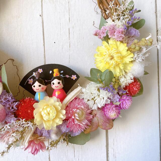 ドライフラワー 桃の節句 ひな祭り springcolor リース ハンドメイドのフラワー/ガーデン(リース)の商品写真