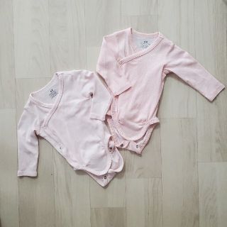 エイチアンドエム(H&M)のH&M 100%ｺｯﾄﾝ 長袖ﾎﾞﾃﾞｨｰｽｰﾂ 2枚ｾｯﾄ(ロンパース)