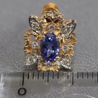 K18/14Kタンザナイトイヤリング 片耳用 2.4g-