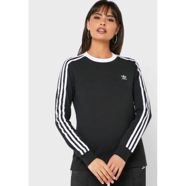 adidas(アディダス)の【新品未使用】アディダスオリジナルス　3ストライプ 長袖Tシャツ　黒　XL レディースのトップス(Tシャツ(長袖/七分))の商品写真