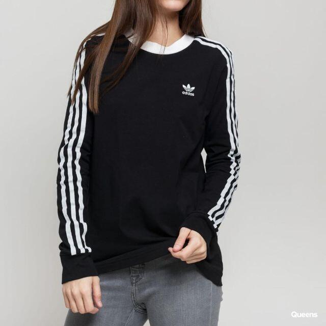 adidas(アディダス)の【新品未使用】アディダスオリジナルス　3ストライプ 長袖Tシャツ　黒　XL レディースのトップス(Tシャツ(長袖/七分))の商品写真