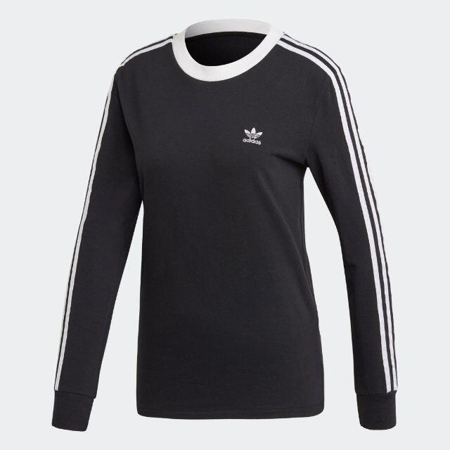 adidas(アディダス)の【新品未使用】アディダスオリジナルス　3ストライプ 長袖Tシャツ　黒　M レディースのトップス(Tシャツ(長袖/七分))の商品写真