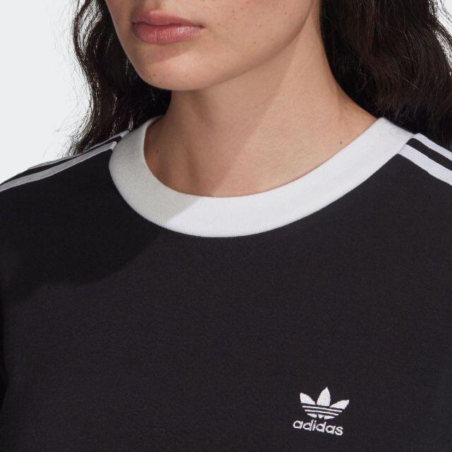 adidas(アディダス)の【新品未使用】アディダスオリジナルス　3ストライプ 長袖Tシャツ　黒　M レディースのトップス(Tシャツ(長袖/七分))の商品写真