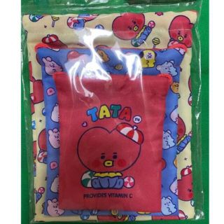 ボウダンショウネンダン(防弾少年団(BTS))のBTS BT21  巾着　3点セット TATA ポーチ　タタ　テテ　テヒョン(キャラクターグッズ)