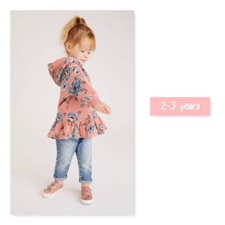 キッズ☆ フローラル柄ロング丈パーカー ピンク 2-3years(その他)