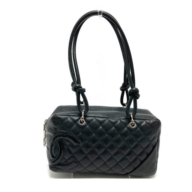 クリスマスファッション CHANEL ブラック ラムスキン ボストンバッグ