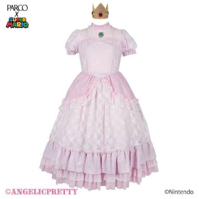 Angelic Pretty(アンジェリックプリティー)のParco x スーパーマリオ　ピーチ姫　Dress Set レディースのワンピース(ロングワンピース/マキシワンピース)の商品写真