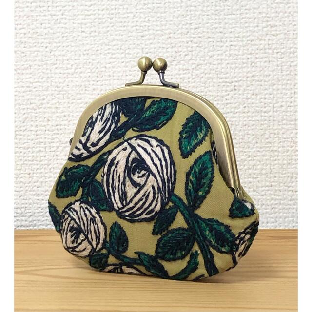 ハンドメイド アーチ型 がま口 お財布 rosy ピンクベージュ ミナペルホネン