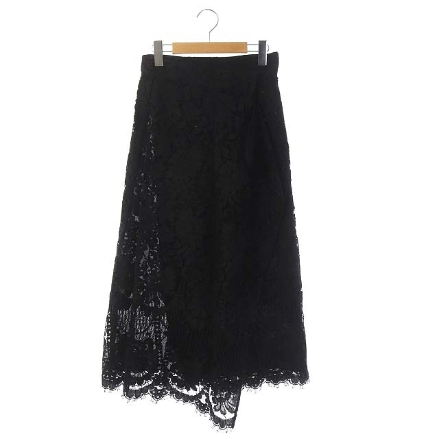 エブール ebure ラップスカート レース ロング 36 黒 ブラック
