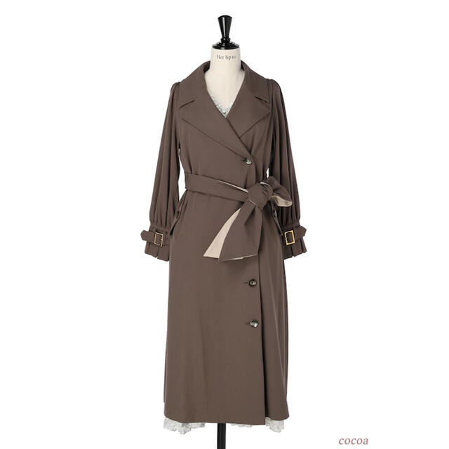 herlipto Belted Dress Trench Coat  cocoaベルト素材表地