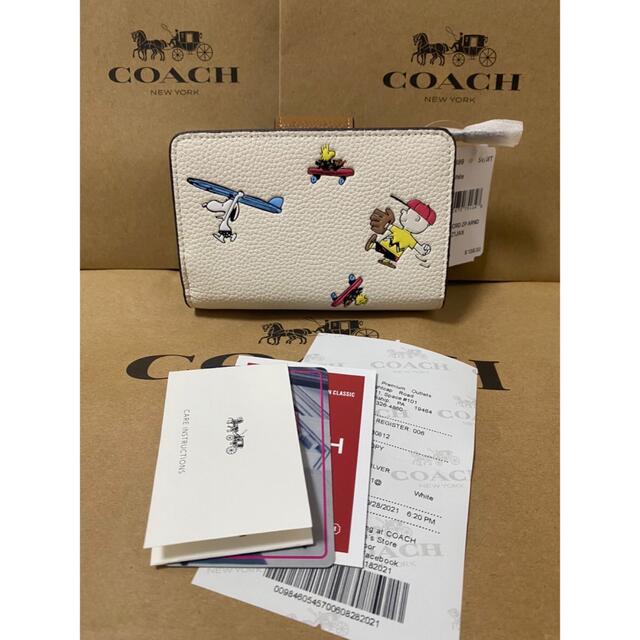 COACH 二つ折り財布 スヌーピーコラボ 白 ミニ財布 SNOOPY