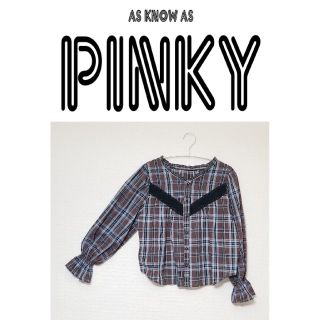 アズノゥアズピンキー(AS KNOW AS PINKY)の◆名前後ＯＫチェックｄｅＢＬブラウス◆アズノゥアズピンキー（AS K(シャツ/ブラウス(長袖/七分))