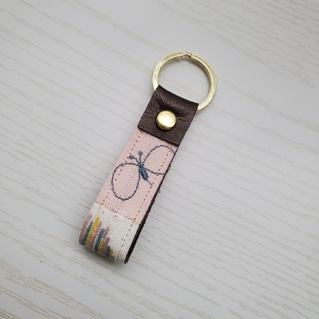 アクセサリー キーリング キーストラップ ミナペルホネン 280000円 ... *展示品!②ブラウンレザー パイソン柄とスタッズの網込みループタッセル*