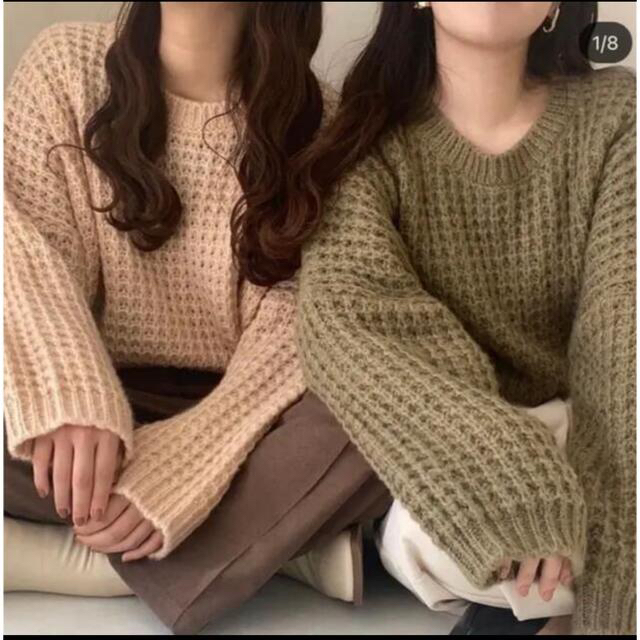 Kastane(カスタネ)の【最終値下げ】lawgy waffle knit beige レディースのトップス(ニット/セーター)の商品写真