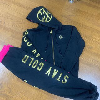 セール❗️24karats Sサイズ上下セットアップスウェット ピンク×ブラック