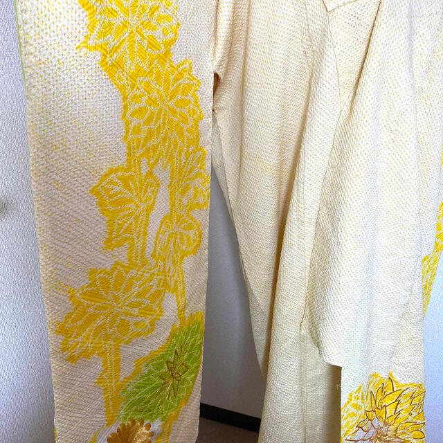 振袖　明るい印象　花柄刺繍　黄色　上品 レディースの水着/浴衣(振袖)の商品写真