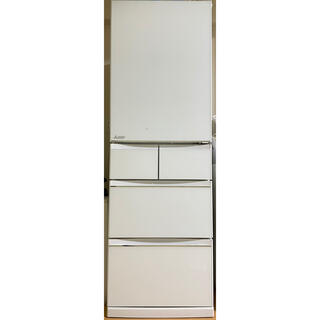 ミツビシ(三菱)の三菱 冷蔵庫 スマート大容量 右開き 455L MR-B46A W 極美品(冷蔵庫)