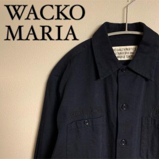 ワコマリア(WACKO MARIA)の【定番】WACKO MARIA ワコマリア　ミリタリーシャツ　刺繍　ネイビー(シャツ)