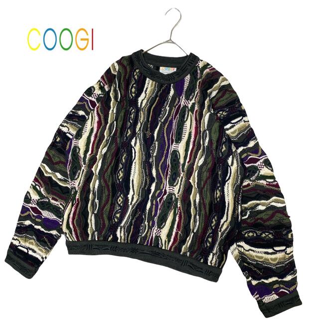 クージー　coogi 柄ニット　総柄　肉厚　編み込み　激レア　　幾何学柄ニット/セーター