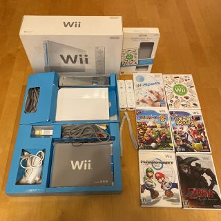 ニンテンドウ(任天堂)の任天堂 Wii RVL-S-WA  本体+リモコン2個+ソフト6本セット(家庭用ゲーム機本体)